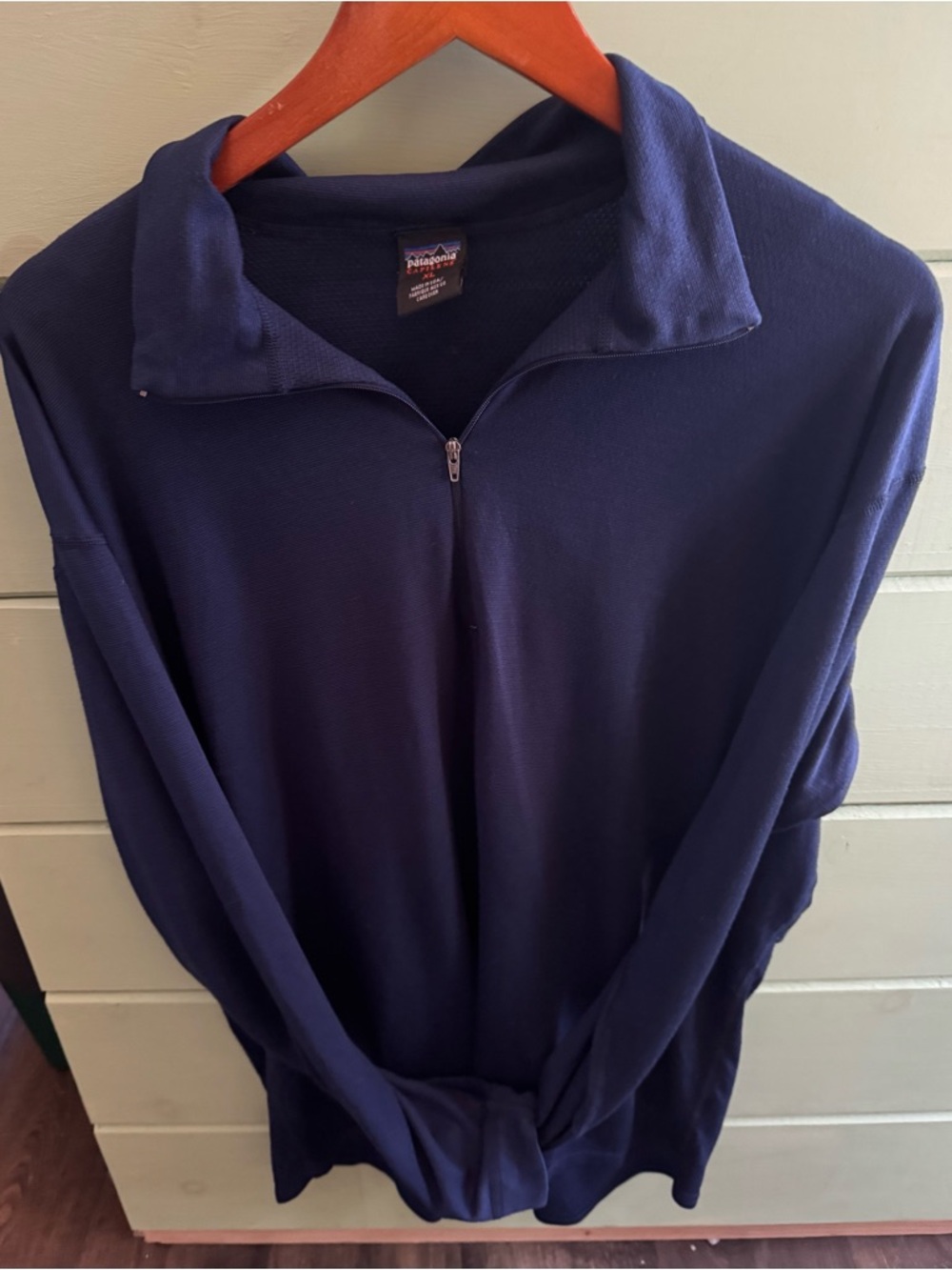 Patagonia Capilene Quarter-Zip Pullover Men's XL Navy Made in USA